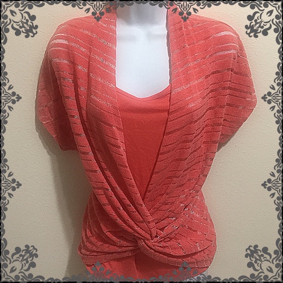 Halo Tops - Coral Knot Striped Top